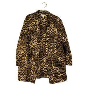 H&M Long Brown Leopard Animal Print‎ Quilt Jacket Coat Women Sz: S Cheetah 601